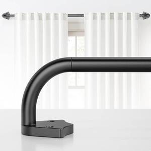 lot 6113 image: Blackout Curtain Rods for Windows 48 to 84, 58 inch Small Matte Black Wrap Around Curtain Rod Curved Room Darkening Single Window Rod for Bedroom Kitchen(36in-94in)