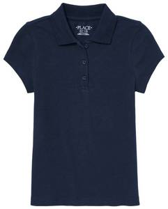 lot 6136 image: The Childrenfts Place Girlfts Short Sleeve Pique Polo, Tidal, Large