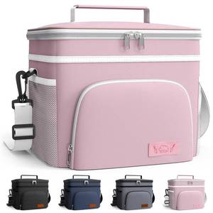 lot 6143 image: HOTOR Insulated Lunch Box for Men and Women - Leak-Proof Cooler Lunch Bag with 4 Pockets, Adjustable Strap, Ideal for Work, Picnic, Travel - Medium, Light Pink, 10.2in6.9in8.5in