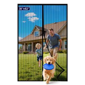 lot 6150 image: Kitsure Magnetic Screen Door - 38.0ftft x 82.0ftft Retractable Screen Door Mesh for Entry Door or Sliding Door, Pet and Kid Friendly, Hands-Free Closure Keeps Bugs Out and Lets Breeze in, Stripe Black