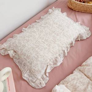 lot 6164 image: BuLuTu 100percent Cotton Muslin Toddler Pillowcase with Ruffles Edges, Cute Rabbit Pattern Toddler Pillow Cover Soft Breathable Gauze Cotton Kids Pillow Cases for Boys,Girls, 1 Piece, 14inx20in