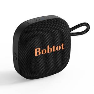 lot 6221 image: Bobtot Portable Bluetooth Speakers, Wireless IPX7 Waterproof Mini Speaker with 16H Playtime, Loud Stereo Sound, TWS, Built-in Microphone, Small Size with Lanyard, Black