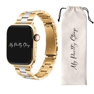 lot 6229 image: My Pretty Strap � Elegant Stainless Steel Band for Apple Watch � Feminine Fit (4.9�7.3 Inches  125�185 mm) � Compatible Sizes 38404142444549MM � Gold, Silver � Queen Vogue