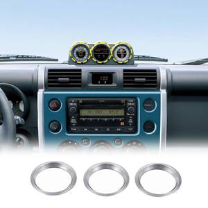 lot 6230 image: Fgtagtal Center Console Dashboard Trim Ring Cover Compatible with Toyot FJ Cruiser 2007-2021, Aluminum Dashboard Clock Stopwatch Compass Ring Decorative Accessories 3Pcs (Silver)