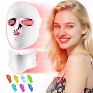 lot 11247 image: Zasabel Red Light Therapy Mask for Face and Neck, Cordless LED Light Therapy Mask, Red and Infrared Light, USB-C Rechargeable, Portable for Home Working Travel Yoga Sleep