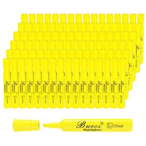 lot 11250 image: Buecs Highlighters Bulk Pack, 96 Count, Chisel Tip,Fluorescent Yellow, suitable for Adults Highlighting Planner Notes, Office School Supplies