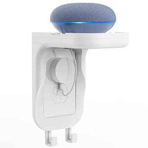 lot 12254 image: WALI Outlet Shelf Wall Holder, Fit for Duplex GFCI Decorative Outlet Shell A Space Saving for Smart Home, Speaker Mounts up to 10lbs with Cable Management (OSH001-W), White