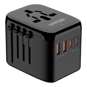 lot 12255 image: HAPOW Universal Travel Adapter, PD20W International Power Adapter, 2 USB-C and 2 USB-A Fast Charging Travel Charger, All in One Worldwide Travel Plug Adapter, Outlet Adapter for Europe EU UK USA AU
