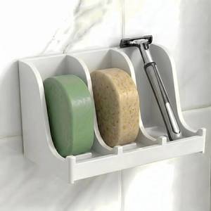lot 12258 image: Soap Holder for Shower Wall, 3-Compartment Soap Dish for Shampoo, Conditioner and Body Soap, Fast Draining and Rust-Proof and Heavy Duty, Ultra-Strong Adhesive for Long-Term Bathroom Use and Freestanding