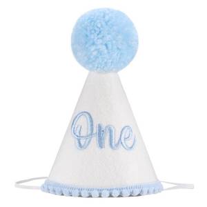 lot 12273 image: Kaniwati Baby 1st Birthday Party Crown, Pink Birthday Embroidered Party Hat, Blue One Party Hat For Boys (BULE-ONE-CXMZ)