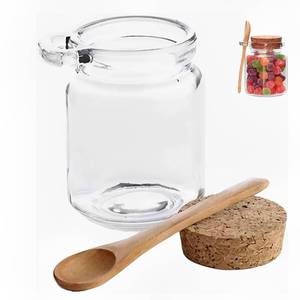 lot 12282 image: DUOJINSANXI 1 Pcs 250ml8.5oz Glass Jars With Lids Jars Bath Salt Container With Scoop Cork Lids and Yogurt Containers with Lids Reusable Thick Glass Storage Jar for Home Kitchen Keeps Food oats Candy