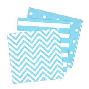 lot 12288 image: Anyneo Striped Chevron Polka Dot Blue Paper Beverage Napkins 60 Count