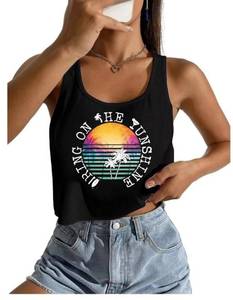 lot 12337 image: Eatbook Crop Tops for Women Casual Cropped Tank Top Hawaiian Vacation Summer Beach Sleeveless Shirts Black2 XL