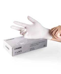 lot 12342 image: LANON Food Safe White Disposable Nitrile Gloves, Latex-Free, Powder-Free, Textured Fingertips, Cooking, Cleaning, Medium