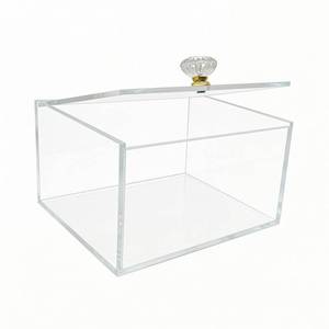 lot 12343 image: PASOBAI Clear Acrylic Storage Box with Lid, Organizer for Cosmetics, Jewelry, Stationery, Desktop Vanity Bathroom Office Organization, Dustproof Transparent Display Case 7.9 x 6.9 x 4.3 inches (Slight Damage)