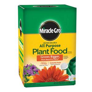 lot 12348 image: Miracle-Gro Water Soluble All Purpose Plant Food - Fertilizer For All Indoor or Outdoor Plants including Roses, Flowers, Vegetables, Houseplants, Trees, and Shrubs, 1.5 lbs.