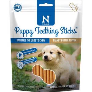 lot 12368 image: N-Bone Puppy Teething Chicken Flavor Dental and Hard Chew Dog Treat Sticks - 3.74oz