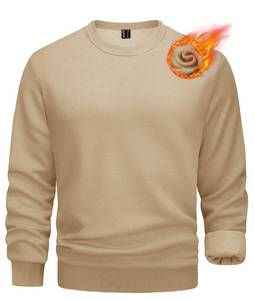 lot 12376 image: TACVASEN Mens Midweight Crewneck Sweatshirt Casual Warm Fleece Pullover Outdoor Hiking Running Sweatshirts Khaki M