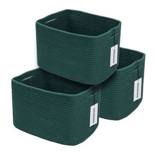 lot 13542 image: Cotton Rope storage Basket Bins15X10X9.3in Basket for Organizing Shelves Rectangle Decorative Baskets For storage Clothes Toys Books Towels Square Wicker Nursery basket organizer 3 pack Dark green