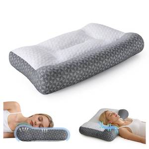 lot 13544 image: Cervical Neck Pillow for Sleeping - Ergonomic Side Sleeper Pillows for Pain Relief, Contour Cervical Pillow for Neck Support, Orthopedic Memory Foam Pillows for Side Back Stomach Sleepers (26x15)