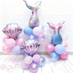 lot 14294 image: 50pcs Mermaid Theme Kit, Little Mermaid Tail Foil and Sea Shells Latex Balloons Arch for Birthday Party Decorations for Girls, Baby Shower, Backdrop Decorations