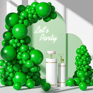 lot 14295 image: FOTIOMRG 110pcs Green Balloon Garland Arch Kit, 18 12 10 5 inch Green Latex Balloons Different Sizes Pack for Birthday Graduation Baby Shower Jungle Christmas Party Decorations