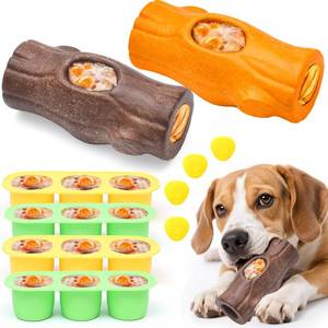 lot 14304 image: ClariVora 2 Pack Dog Toys for Aggressive Chewers, Interactive Indestructible Dog Toys with Frozen Treat Function, Durable Dog Puzzle Toy for Large and Medium Dogs, Reduces Anxiety, Orange and Brown