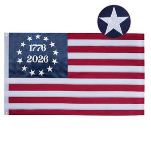 lot 14309 image: AZCOVER 250 Anniversary USA Flag 3x5 FT, 1776-2026 Betsy Ross 13 Stars Colonies American Flags, Bennington USA Fade Resistant Embroidered Stars Banner with Brass Grommets
