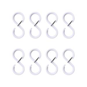 lot 14312 image: 8Pcs S Hooks for Hanging, Heavy Duty S Shaped Hook with Safety Buckle, Multifunctional Storage Hooks for Hanging Plants, Kitchen Utensil, Clothes and Bags(White, 1.14in x 2.52in, for 0.55inch crossbars)