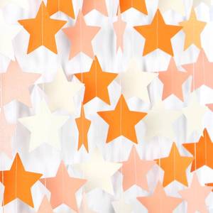 lot 14342 image: Orange-Beige Peach Party-Decorations Star Garland - 52ft Boho Fall Autumn Streamers Hanging Banner,Thanksgiving Harvest Twinkle Twinkle Little Star Baby Bridal Shower Wedding Engagement Decor Hugtmr