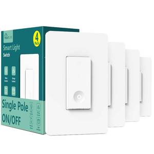 lot 14343 image: TREATLIFE Smart Switch 4 Pack, 2.4Ghz WiFi Light Switch Single-Pole, Neutral Wire Required, Works with Alexa, Google Home and SmartThings, Smart Home Remote Control, FCC Listed