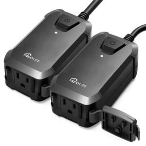 lot 14346 image: TREATLIFE Smart Dimmer Plug 2 Pack Outdoor Smart Plug Works with Alexa and Google Assistant, Light Dimmer Remote Control, Max Power 400W, IP44 Waterproof for Dimmable Outdoor Lights, Floor, Table Lamp