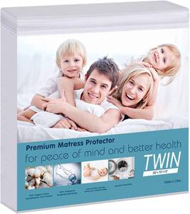 lot 14349 image: Waterproof Mattress Protector Twin Size, Terry Cotton Fitted Sheet Style with Deep Pocket 18in � Breathable TPU Cooling Cover, 39inx75in