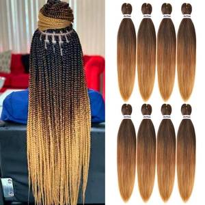 lot 14352 image: Liang Dian Pre Stretched Braiding Hair 8 Pack 22 Inch Hot Water Setting Professional Soft Yaki Texture Synthetic Hair Extensions (22 Inch, T1B3027)