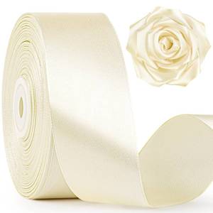 lot 14366 image: Mauproy 1-12 Inch Wide Ivory Satin Ribbon, 50 Yards Solid Polyester Fabric Ribbon for Roses Making, Gift Wrapping, Flower Bouquets, Wedding Decorations, Handmade Crafts