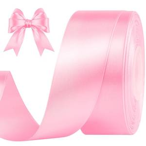lot 14370 image: CLUEWR 1-12 Inches 50 Yards Pink Satin Ribbon, Solid Fabric Ribbon Roll for Flower Bouquets, Gift Wrapping, Wedding, Handmade Crafts