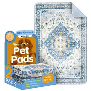 lot 14371 image: Washable Pee Pads for Dogs 2 Pack Reusable Puppy Training Pads 24inx18in Super Absorbent Waterproof Dog Training Pads, Non-Slip Potty Pads Whelping Pads Litter Mat Pet Supplies Blue