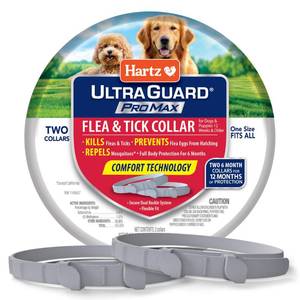 lot 14377 image: Hartz UltraGuard ProMax Flea and Tick Collar for Dogs I 12 Months Protection I Soft and Comfortable Flea and Tick Prevention I 2 Pack,Gray