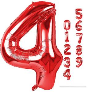 lot 14397 image: 40 Inch Red Foil Balloon Number 4, Giant Self Inflating Number Balloons 0-9 for Men Women, Digital 4 Helium Balloons Set for Girls Boys 4th Birthday Anniversary Party Decorations Supplies