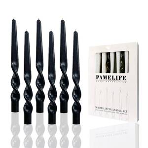 lot 17502 image: (Lot of 2) PAMELIFE Spiral Taper Candles - Set of 6 Twisted Candle 9.5 Inch Tall for Home Decoration Holiday Wedding Party (Black)