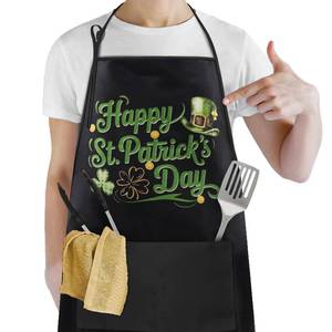 lot 18317 image: Jztfrie St. Patrickfts Day Aprons Funny Shamrock Apron Large Cooking Chef Apron for Men Women With Pockets Waterproof and Oil-proof Frying Aprons for Adults