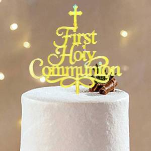 lot 18319 image: Gold First Holy Communion Cake Topper, Baby Shower Party Supplies, First Communion Cake Decoration