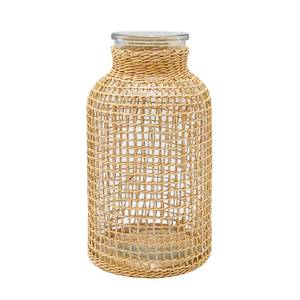 lot 18357 image: Anxingo Rattan Vase, Rattan Decorative Vase, 6.29 inch Boho Glass Vase, Essential Oil Aromatherapy, Home Decoration, Floral Arrangements Bottle (Cylindrical)
