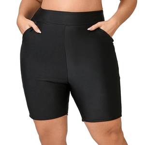 lot 18400 image: Halcurt Womenfts Plus Size High Waisted Swim Board Short with Pocket Built in Brief Swimsuit Bottoms Black 4X