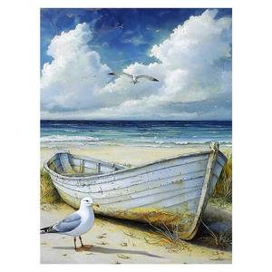 lot 18410 image: DOTZSO Beach Diamond Painting Kits for Adults, Easy DIY 5D Round Full Drill Diamond Art kit Diamond Dot Crystal Gem Art and Craft for Beginners Home Wall Decor 12x16 Inches