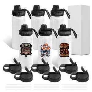 lot 19849 image: BetterSub Sublimation Sports Water Bottle Stainless Steel Insulated White Tumbler with Wide Mouth Lid and Straw 6 Packs (6packs 20oz)