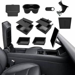 lot 19850 image: 10PCS Center Console Organizer Tray for 2025 2026 Tesla Model Y Juniper Accessories, Under Seat Storage Armrest Hidden Storage Box Cup Holder Charger Pad for Tesla ModelY Juniper (Not fit Standard) (Open Box, May Be Missing Pieces)