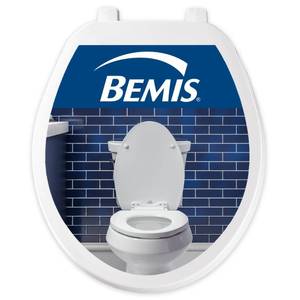 lot 19854 image: Bemis Plastic Round Toilet Seat with Cover, White, Made in USA