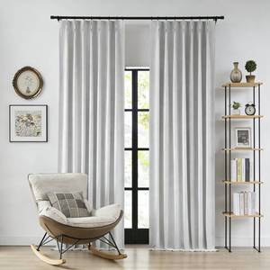 lot 19858 image: Hillcrest 72 Inches Linen Blend Full Blackout Pinch Pleat Window Curtains for Living Room Bedroom Thermal Insulated Drapes Back Tab with Hooks 2 Panels Light Gray 40in W x 72in L