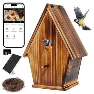 lot 19865 image: Smart Bird House with Camera, 1080P HD Birdhouse with Camera Inside Solar Powered 2.4G WiFi and App Notify, Bird Houses for Outside with Nest Auto Capture Photo and Video